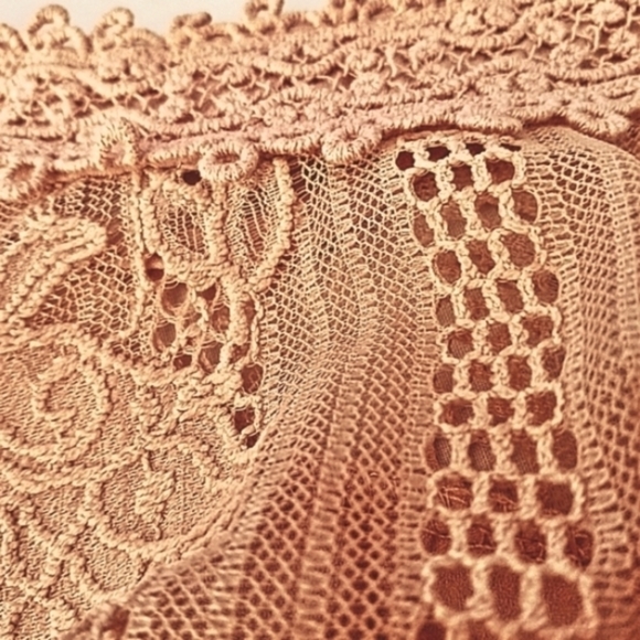 𝅺Miss Chevious LG Peony Pink Vtg Victorian Boho Long Sleeve Lace Blouse - Picture 4 of 8